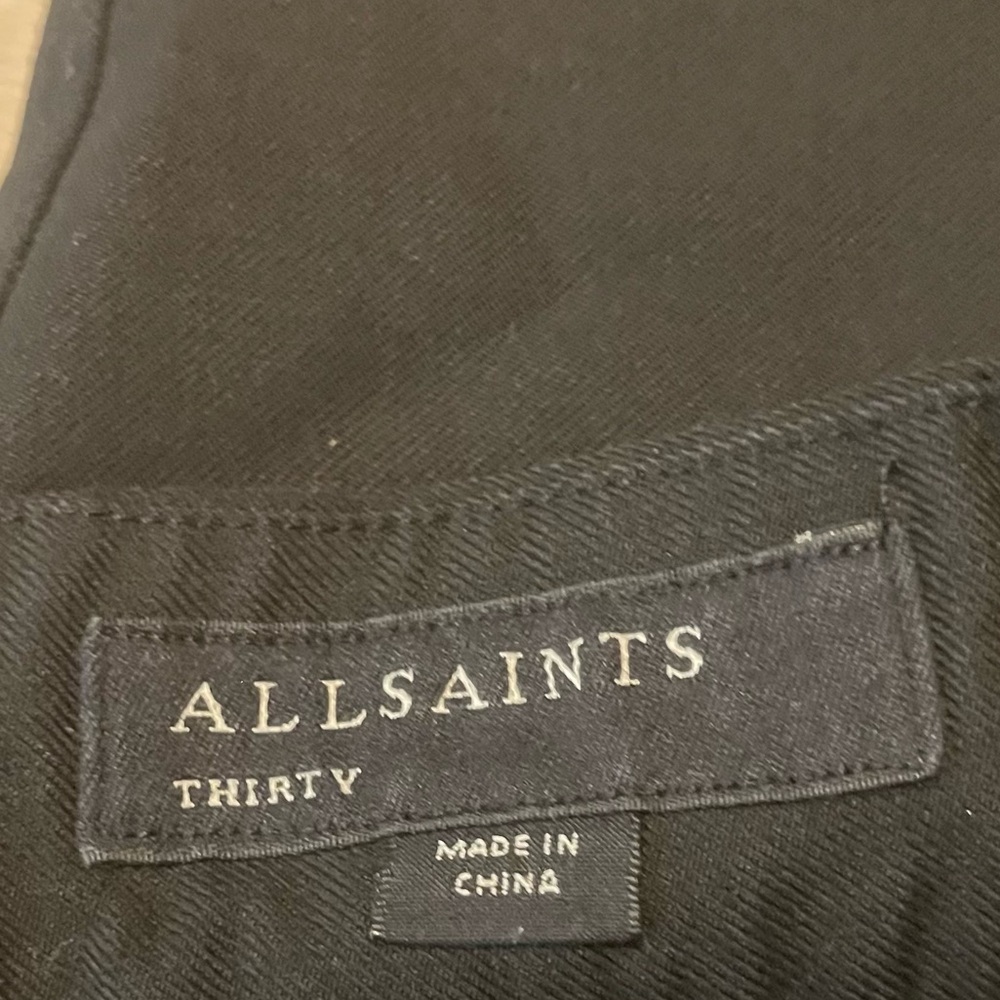 All Saints 30 Black Pleated Crop Wide Leg Taper Fit Office Preppy City Pants - Picture 10 of 11